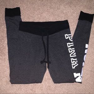 PINK gray leggings with tie waist